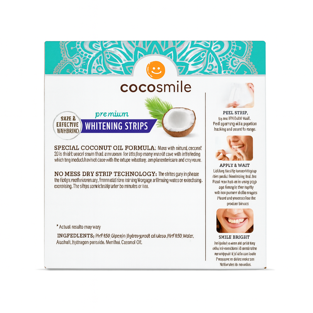 CocoSmiles Premium Whitening Strips deliver a 7-day treatment