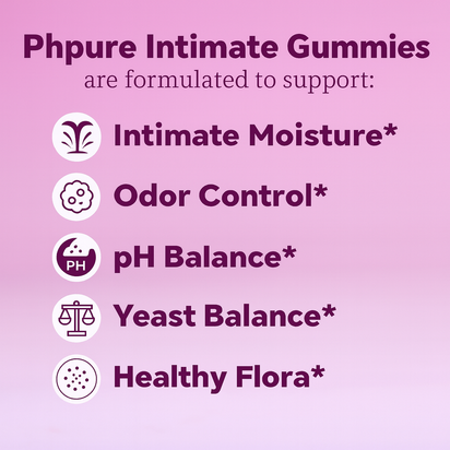 PhPure Juicy Feminine Probiotics Gummies- All in One Solution with Slippery Elm and Prebiotics&Lactobacillus Probiotic Blend for Women’s pH Balance and Dryness - Hawaiian Pineapple Gummies 60 Count probiotics women