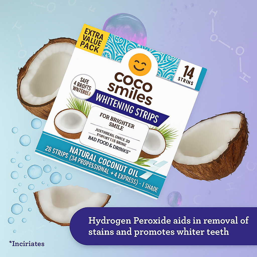 CocoSmiles Premium Whitening Strips deliver a 7-day treatment