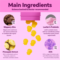 PhPure Juicy Feminine Probiotics Gummies- All in One Solution with Slippery Elm and Prebiotics&Lactobacillus Probiotic Blend for Women’s pH Balance and Dryness - Hawaiian Pineapple Gummies 60 Count probiotics women