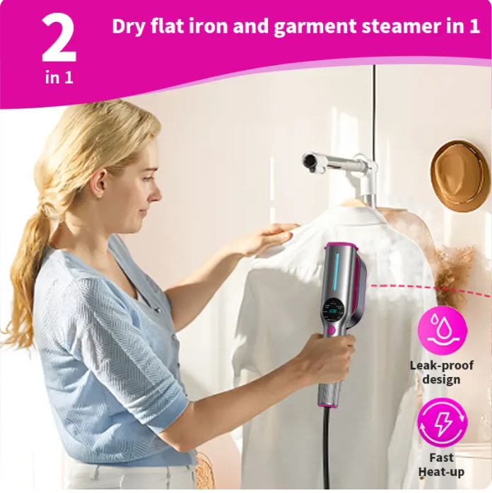 Garment Steamer for Clothes, Portable Travel Clothing Steamer Iron, 7 Mode with LCD Display, 5s Fast Heating, 90° Swivel Handle